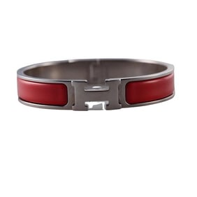 Hermes Clic H Base Metal Rose Enamel Bracelet