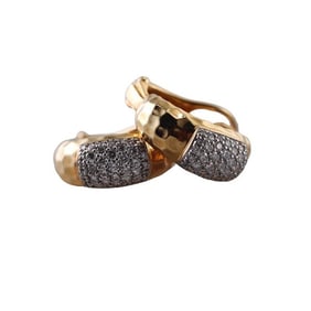 Roberto Coin 18k Gold Diamond Half Hoop Earrings