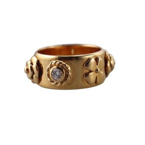 Chanel Camellia 18k Gold Diamond Band Ring