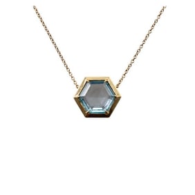Tiffany & Co Picasso 18k Gold Topaz Hexagon Pendant Necklace