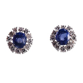 AGL 5.81ct 4.43ct No Heat Ceylon Sapphire Diamond Earrings