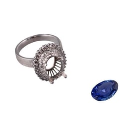 AGL 6.20ct No Heat Sapphire 18k Gold Diamond Ring