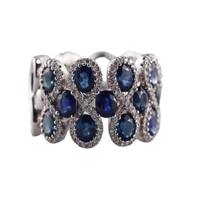 18k Gold Diamond Sapphire Infinity Band Ring