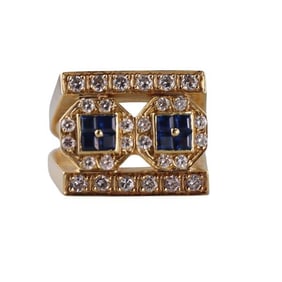 18k Gold Diamond Sapphire Ring