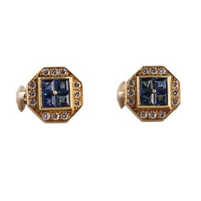 18k 14k Gold Diamond Sapphire Earrings