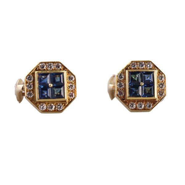 18k 14k Gold Diamond Sapphire Earrings (1 of 3)