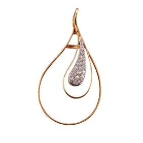 Lalaounis 18k Gold Diamond Crystal Teardrop Pendant