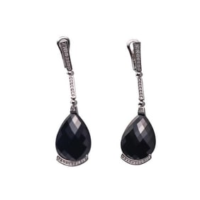 Alex Soldier 18k Gold Diamond Onyx Drop Earrings