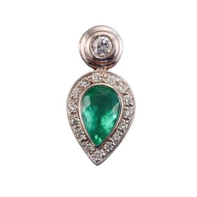 18k Gold Diamond Emerald Slide Pendant