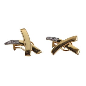 18k Yellow Gold Diamond X Earrings
