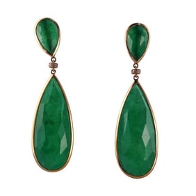 Rabat 18k Gold Diamond Quartz Teardrop Earrings