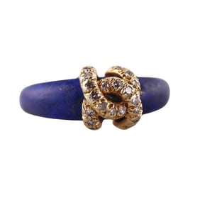 Cartier 18k Gold Diamond Lapis Ring