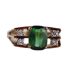 14k Gold Diamond Tourmaline Ring