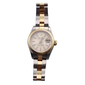 Rolex Datejust Tapestry Dial 18k Gold Steel Lady's Watch 69173