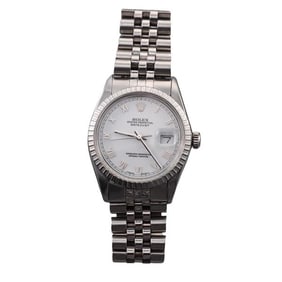 Rolex Datejust Steel White Roman Dial Men's Watch 16030