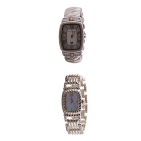 Judith Ripka Sterling Silver MOP Watch Lot of 2