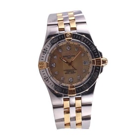 Breitling Starliner 18k Gold Steel MOP Diamond Lady's Watch B71340