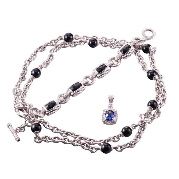 Judith Ripka Sterling Silver Pendant Necklace Bracelet Lot (1 of 2)