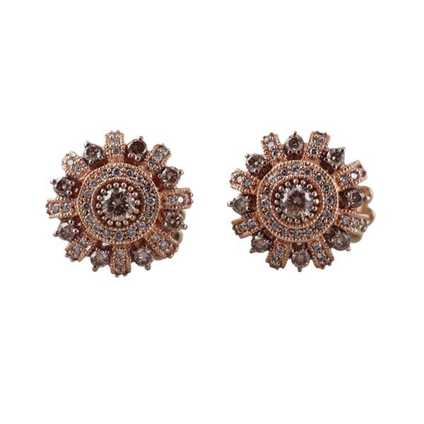 14k Gold Fancy White Diamond Earrings: METAL: 14k Gold. GEMSTONES: Diamonds approx. 1.20-1.30ctw. MEASUREMENTS: Earrings are 17.5mm x 17.5mm. MARKED: 585, 14k Maker's mark. WEIGHT: 12.7 grams.Gemstones have not been graded for color an