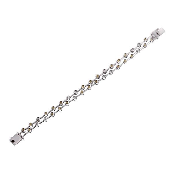 Italian 18k Gold Fancy Yellow White Diamond Bracelet (1 of 3)