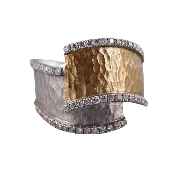 18k Gold Two Tone Diamond Bypass Ring (1 of 4)