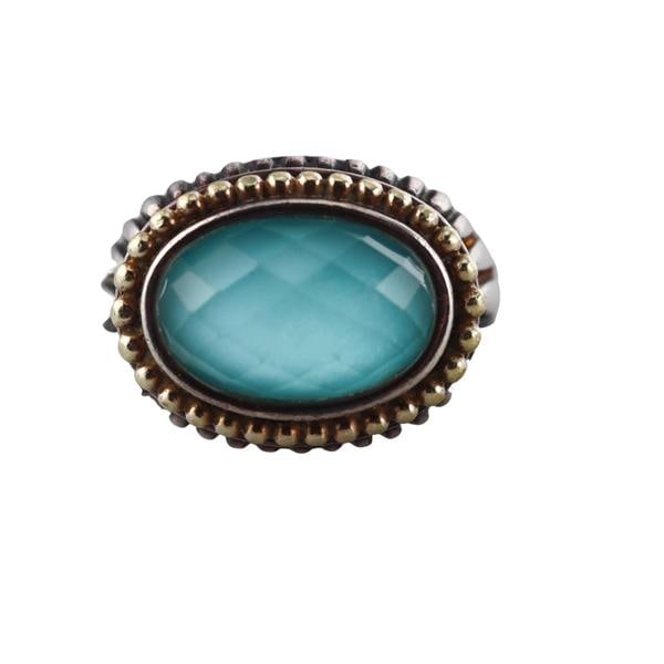 Lagos Caviar 18k Gold Silver Turquoise Crystal Ring (1 of 3)