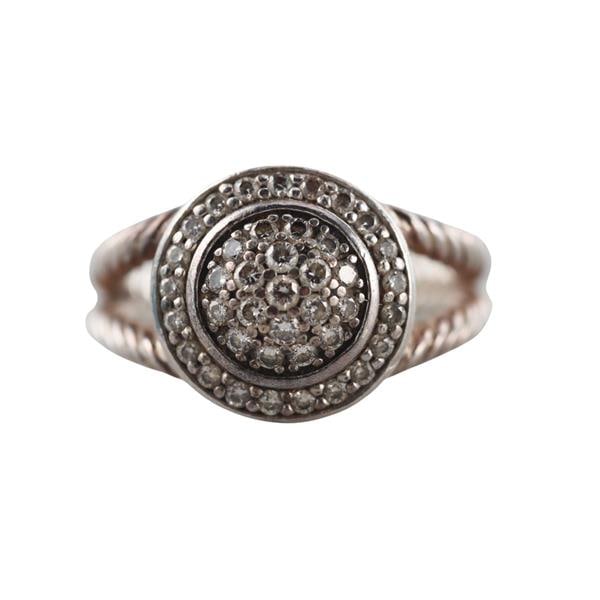 David Yurman Silver Diamond Split Shank Cable Ring (1 of 3)