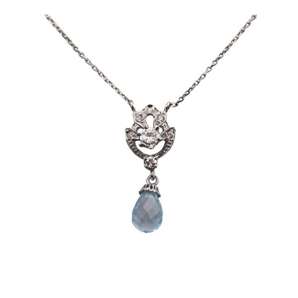 14k Gold Diamond Topaz Pendant Necklace (1 of 3)