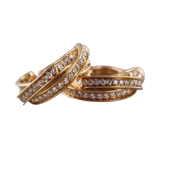 Cartier 18k Gold Diamond Twisted Hoop Earrings (1 of 5)