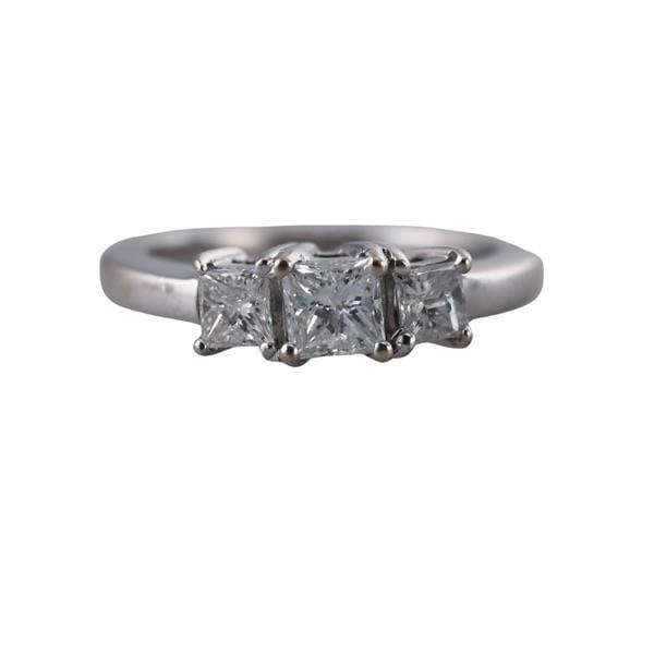 14k Gold Princess Cut Three Diamond Engagement Ring (1 of 3)