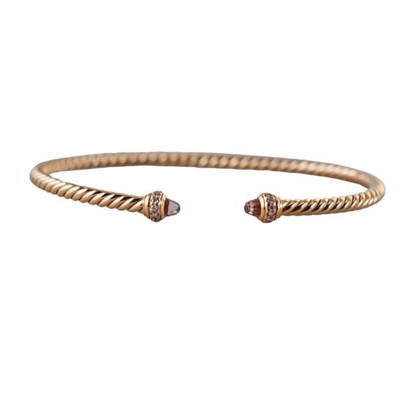 David Yurman 18k Gold Diamond Morganite Cuff Bracelet (1 of 3)