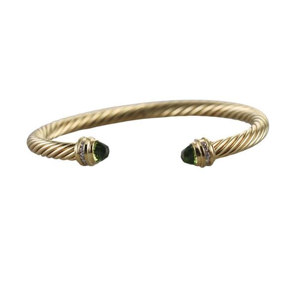 David Yurman Renaissance Cablespira 18k Gold Diamond Peridot Bracelet