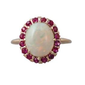 14k Gold Opal Ruby Ring