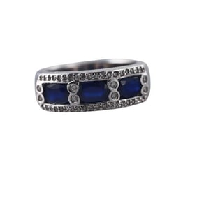 Effi Certified 1.95ctw Sapphire Diamond White Gold Ring