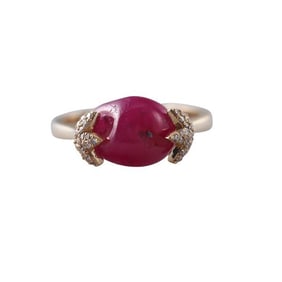 6.94ct Natural Ruby Diamond Gold Ring