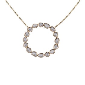 18k Gold Rose Cut Diamond Pendant Necklace