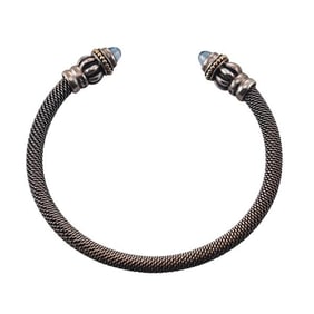 Lagos Caviar Silver Gold Topaz Cuff Bracelet