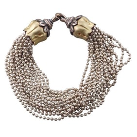 Caviar Silver Gold Multi Strand Bracelet