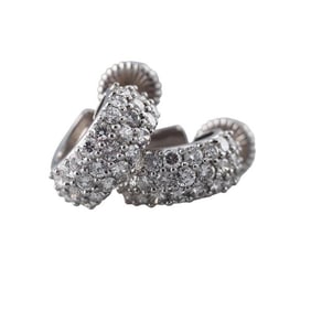 Laykin Platinum Diamond Half Hoop Earrings