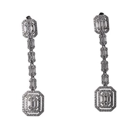 14k White Gold 3.38ctw Diamond Drop Earrings