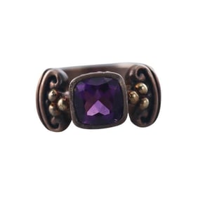 Sterling Silver Gold Amethyst Ring