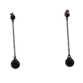 Tiffany & Co Silver Onyx Drop Earrings