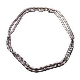 Caviar Sterling Silver Gold Classic Snake Necklace
