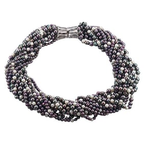 10k Gold Pearl Torsade 12 Strand Necklace