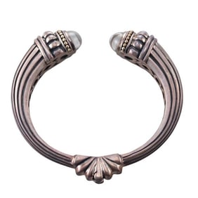 Caviar Sterling Silver Gold Quartz Cuff Bracelet