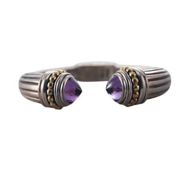 Caviar Silver Gold Amethyst Cuff Bracelet