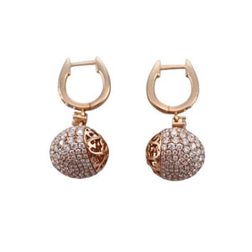 18k Gold Diamond Ball Drop Earrings