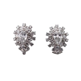 Certified 4.10ctw Diamond 14k Gold Cluster Earrings