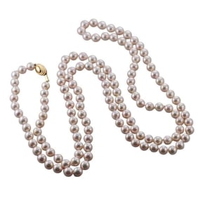 18k Gold Pearl Long Necklace