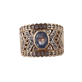 14k Gold Sapphire Diamond Ring